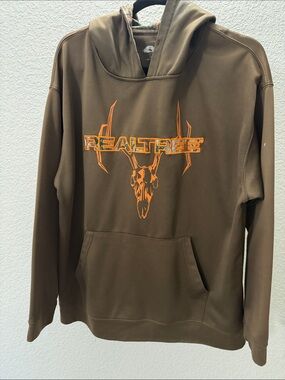 Realtree Brown Pullover Hoodie with Orange Logo